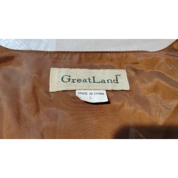Greatland Apparel Suede Leather 4 Button Vest Brown Size Large Vintage Western - Picture 5 of 8